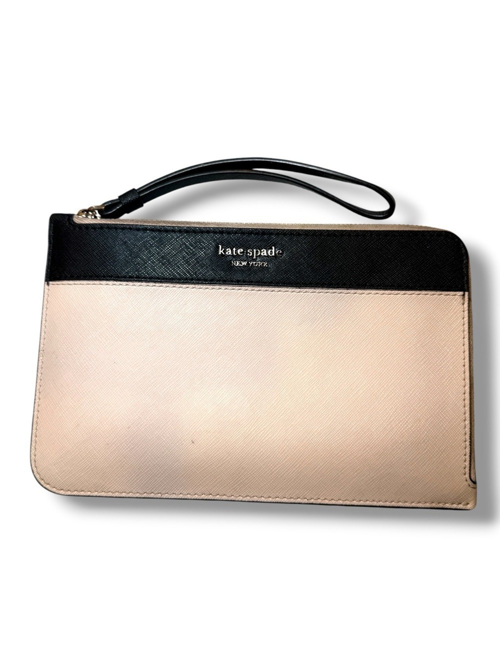 Kate Spade Staci Colorblock Medium L-Zip Wristlet black and blush